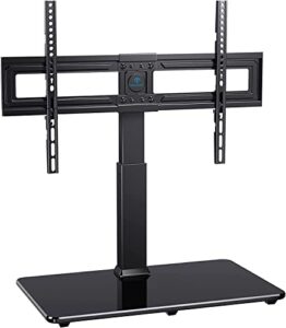 perlesmith swivel universal tv stand for 37-65, 70 inch lcd oled flat/curved screen tvs-height adjustable table top center tv stand with wire management, vesa 600x400mm up to 88lbs