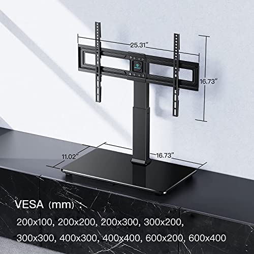 PERLESMITH Swivel Universal TV Stand for 37-65, 70 inch LCD OLED Flat/Curved Screen TVs-Height Adjustable Table Top Center TV Stand with Wire Management, VESA 600x400mm up to 88lbs