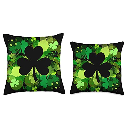 Fashion for Irish Lifestyle Clothing & More Rn Lucky Irish Black Shamrock for St Patricks Day Green Throw Pillow, 16x16, Multicolor