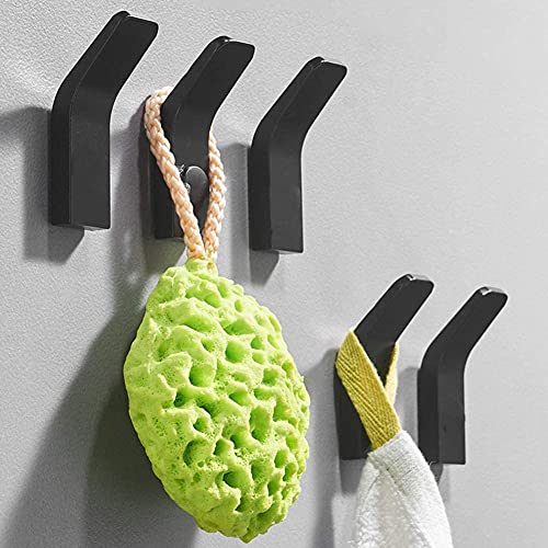 Gerhannery Self Adhesive Hooks Space Aluminum Adhesive Wall Hanger for Robe Closet Bathroom Kitchen Office No Drill，Glue Included(Matt Black)