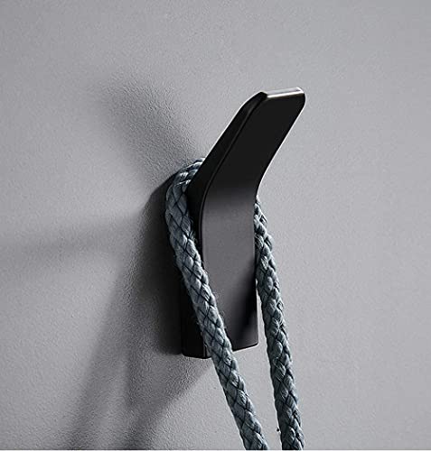 Gerhannery Self Adhesive Hooks Space Aluminum Adhesive Wall Hanger for Robe Closet Bathroom Kitchen Office No Drill，Glue Included(Matt Black)