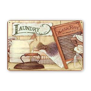 Fesy Laundry Washboard Metal Signs,Laundry Room Decor Laundry Sign Farmhouse Sign 8x12inches