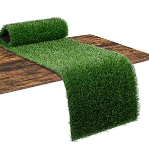 XLX TURF Grass Table Runner 12 x 36 Inch, Green Artificial Tabletop Decor for Wedding, Birthday Party, Banquet, Baby Shower