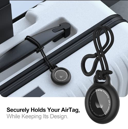 SURPHY Keychain for AirTag Case with Screen Protector & Strap, 2 Pack Hard PC AirTag Keychain, AirTag Key Ring, AirTag Holder for AirTag (Black + White)
