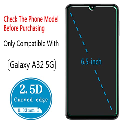 HPTech (2 Pack) Tempered Glass For Samsung Galaxy A32 5G Screen Protector, Easy to Install, Bubble Free, Work with 99% Case Friendly