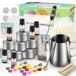 haccah complete candle making kit,candle making supplies,diy arts and crafts kits for adults,beginners,kids including wax, wicks, 6 kinds of scents,dyes,melting pot,candle tins