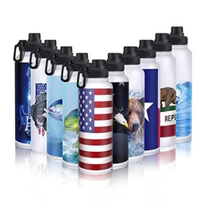 Extremus Deluge Sports Water Bottle, Wide Mouth Stainless Steel Double Wall Vacuum Thermos Insulated Water Bottle - 100% Leakproof Lids, 32 oz, American Flag