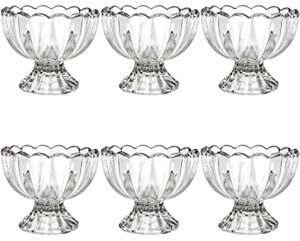 lawei 6 pack glass dessert bowls - 5 oz glass ice cream cups mini trifle footed dessert bowls for dessert, sundae, ice cream, salad, cocktail, condiment, trifle