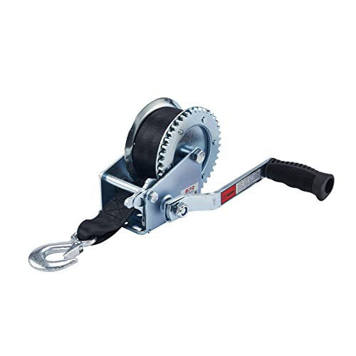 OPENROAD Boat Winch 1500lbs Hand Winch,for boat trailer Towing Winch, With 26ft Black Strap and Brake ratchet