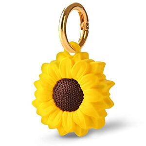 compatible with apple airtag case for airtag keychain ,silicone protective case secure holder with key ring,anti-scratch case accessories (sunflower)