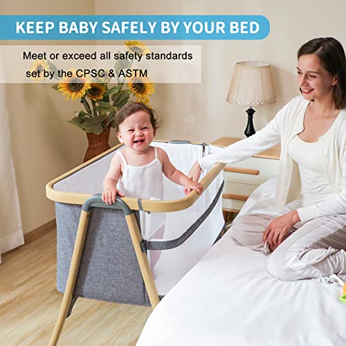 AMKE Baby Bassinets,Bedside Sleeper for Baby, Portable Baby Crib for Safe Co-Sleeping, Baby Bed for Baby Infant Newborn,Travel Bag Included