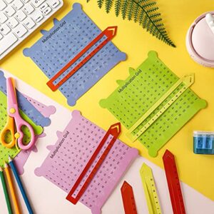 Outus 12 Pieces Multiplication Grid Slidable Education Multiplication Tables with Viewer Window for Classroom Teacher Supplies Elementary School Students and Homeschooling (Pink, Green, Blue)