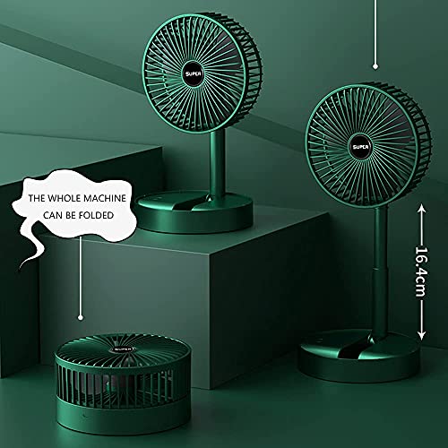 LIHUACHEN Portable Folding Fan, Rechargeable Standing Pedestal USB Fan, 3 Speeds, 3000mAh Battery Operated Fan for Home, Camping, Outdoor and Office, 6.5-Inch