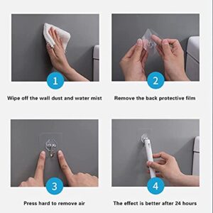 Shuangqi Wall Hook Clear Plastic Adhesive Stick 2.36inch Small Square Waterproof Hook for Shower Bathroom Kitchen Heavy Hanging 12pcs