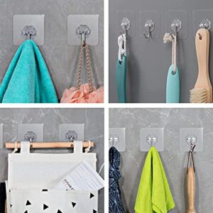 Shuangqi Wall Hook Clear Plastic Adhesive Stick 2.36inch Small Square Waterproof Hook for Shower Bathroom Kitchen Heavy Hanging 12pcs