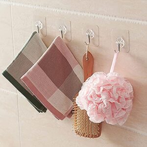 Shuangqi Wall Hook Clear Plastic Adhesive Stick 2.36inch Small Square Waterproof Hook for Shower Bathroom Kitchen Heavy Hanging 12pcs