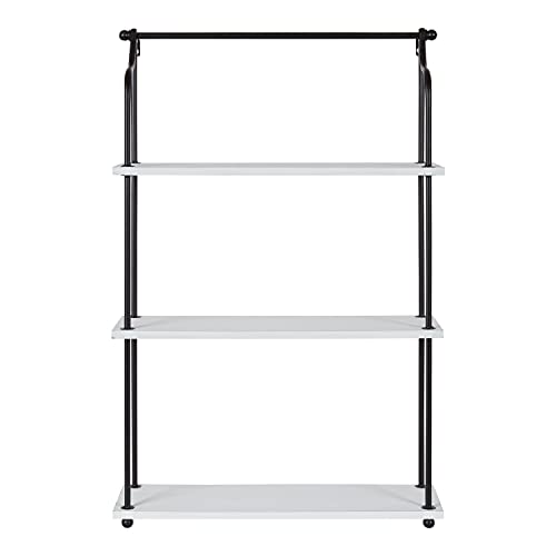 Kate and Laurel Walters Modern 3-Tier Hanging Shelf, 21 x 32, White, Decorating Wall Mounted Storage Shelf for Wall