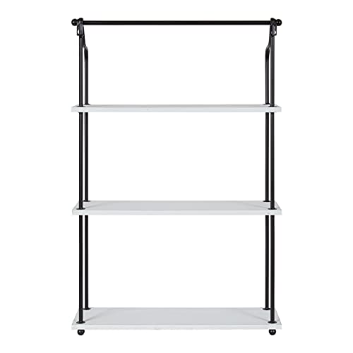 Kate and Laurel Walters Modern 3-Tier Hanging Shelf, 21 x 32, White, Decorating Wall Mounted Storage Shelf for Wall