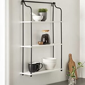 Kate and Laurel Walters Modern 3-Tier Hanging Shelf, 21 x 32, White, Decorating Wall Mounted Storage Shelf for Wall