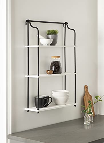 Kate and Laurel Walters Modern 3-Tier Hanging Shelf, 21 x 32, White, Decorating Wall Mounted Storage Shelf for Wall