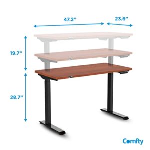 Comfty Home/Office Height Adjustable Table, 28.7” to 48.4”, Mahogany/Black