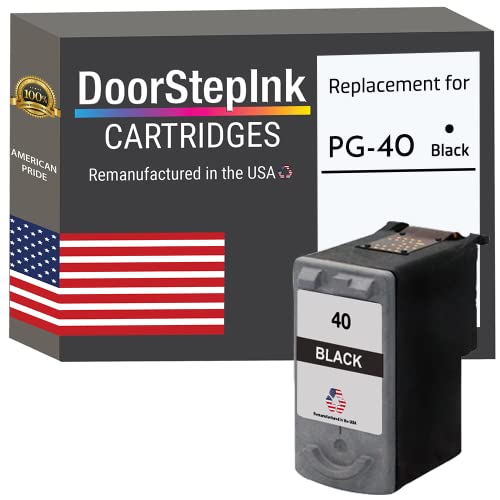 DoorStepInk Remanufactured in The USA Ink Cartridge Replacements for Canon PG-40 PG 40 PG40 Black for Canon Pixma iP1700 MP150 MP180 MP190 MP470 iP1800 MP160 Fax JX200