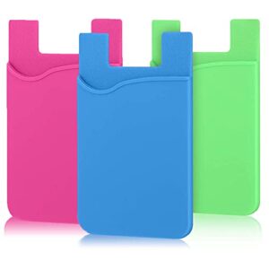 tek styz pro stick on wallet works for zen mobile admire fab with room for 3 cards/id/money 3pack (blue,green,pink)