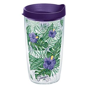 tervis fiesta - palm tropical made in usa double walled insulated tumbler travel cup keeps drinks cold & hot, 16oz, lidded
