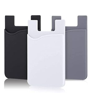 tek styz pro stick on wallet works for zen mobile admire fab with room for 3 cards/id/money 3pack (black,gray,white)