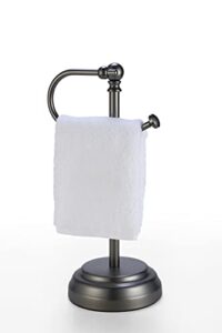 sunnypoint heavy weight classic decorative metal fingertip towel holder stand for bathroom, kitchen, vanity and countertops. (black nickel, 13.375" x 5.5 x 6.75 inch)