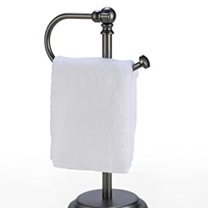 SunnyPoint Heavy Weight Classic Decorative Metal Fingertip Towel Holder Stand for Bathroom, Kitchen, Vanity and Countertops. (Black Nickel, 13.375" x 5.5 x 6.75 INCH)