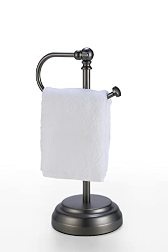 SunnyPoint Heavy Weight Classic Decorative Metal Fingertip Towel Holder Stand for Bathroom, Kitchen, Vanity and Countertops. (Black Nickel, 13.375" x 5.5 x 6.75 INCH)