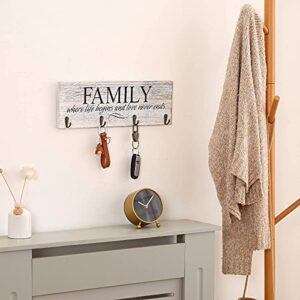 Key Holder for Wall Decorative,Key Hanger,Key Rack Whit 4 Metal Hook,Key Ring and Jewelry Rack Holder Family Home Decor Clearance,16.5*5.5inch, White…