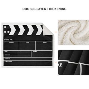 Jekeno Movie Clapboard Black Blanket Soft Warm Print Throw Blanket Ligtweight Durable Cozy for Movie Lover Adult Gift 50"x60"