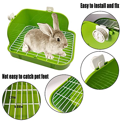 Hamiledyi Rabbit Corner Litter Box Bunny Toilet Pan 5 Pack Pet Cage Potty Trainer Kit Litter Bedding Box with Grate for Guinea Pigs, Chinchilla, Ferret, Galesaur, Hedgehog