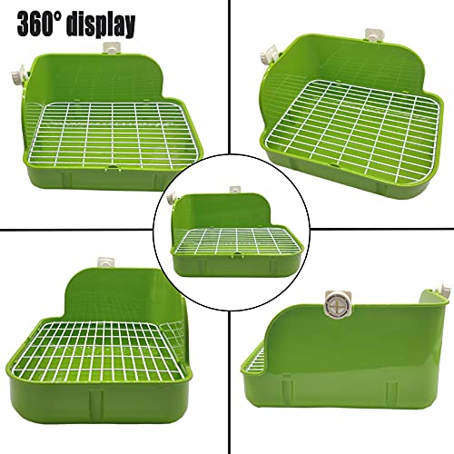 Hamiledyi Rabbit Corner Litter Box Bunny Toilet Pan 5 Pack Pet Cage Potty Trainer Kit Litter Bedding Box with Grate for Guinea Pigs, Chinchilla, Ferret, Galesaur, Hedgehog