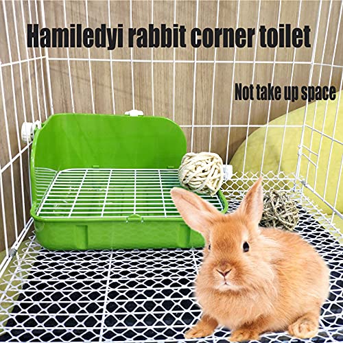 Hamiledyi Rabbit Corner Litter Box Bunny Toilet Pan 5 Pack Pet Cage Potty Trainer Kit Litter Bedding Box with Grate for Guinea Pigs, Chinchilla, Ferret, Galesaur, Hedgehog