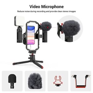 SmallRig Universal Phone Video Rig Kit for iPhone, Smartphone and Cameras, Phone Stabilizer Rig w/ Tripod Microphone LED Light Side Handle Power Bank Holderm, for Vlogging & Live Streaming - 3384B