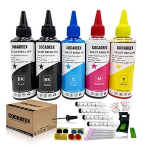 COCADEEX Refill Dye Ink Bottle Compatible with 65 or 65XL Ink Cartridge,for Envy 5010 5012 5020 5030 5032 5034 5052 5055 5058 Deskjet 2600 2620 2625 2630 2634 2635 3720 3730 3732 3755 Printer