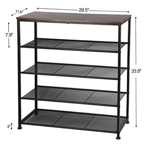 UHSTORAGE Shoe Rack Organizer, [Stable & Solid] Heavy Duty Shoe Shelf Rack for Entryway, 5 Tier Shoe Storage Metal Cabinet for Closet Hallway Bedroom Entryway, Holds 20-25 Pairs, Brown and Black