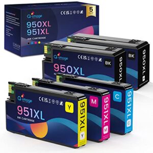 【5-pack larger capacity】 950xl and 951xl ink cartridges combo pack, replacement for hp 950 951 xl ink cartridges works with officejet pro 8600 8610 8620 8625 8630 8100 printer ink (2bk/1c/1m/1y)