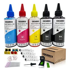 cocadeex refill dye ink bottle compatible with 63 or 63xl ink cartridge,for envy 4520 4510 4512 4516 4517 4521 4523 4525,officejet 3830 3832 3833 4652 4655 5200 5230 5232 5255 5258 5260 printer