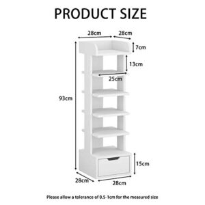 Mepplzian Shoe Rack Storage Rack with Bottom Drawer & 6 Shoe Rack Compartments, Space Saving Shoe Rack, Suitable for Bedroom, Living Room & Office(White Small)