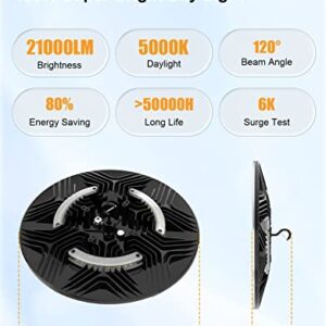 ORRGENA UFO LED High Bay Lights, 150W 21000LM (150lm/w) 5000K Up and Down Lighting Low Bay Light with 110V Plug for Barn Warehouse Shop Garage Workshop