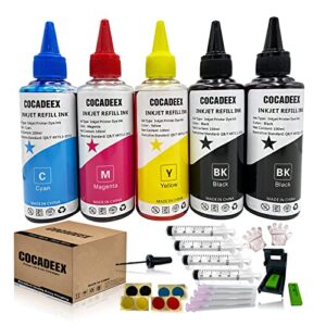 cocadeex refill dye ink bottle compatible with 60 or 60xl ink cartridge,for deskjet d1660 d1663 d2500 d2530 d2566 d2645 d2660 d2680 photosmart c4600 c4610 c4683 c4685 c4700 c4783 c4799 printer