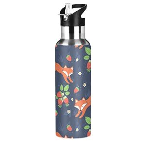 xigua fox sport water bottle with straw lid double wall vacuum insulated flask stainless steel water bottle 20 oz