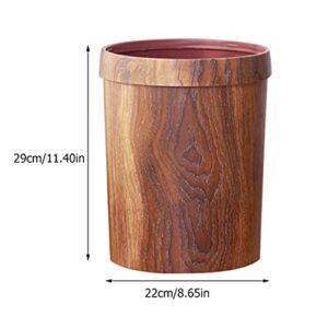 DOITOOL Round Waste Bin Office Trash Cans Small Trash Can Wood Round Wastebasket Garbage Bin Trash Pail Container for Home Bathroom Kitchen Office Small Waste Basket Plastic Wastebasket