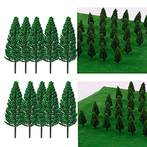 Mantouxixi 10Pcs Model Pine Cedar Trees 1:25 Green Architecture Tree for O G Scale Railway DIY Scenery Landscape Layout Natural Green 16cm/6.3inch