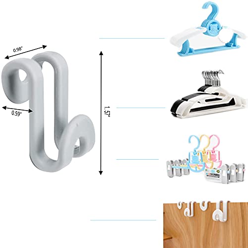 50 Pcs Clothes Hanger Connector Hooks, Space Saving Cascading Hangers Closet Organizers Space Saver Hanger Extenders for Clothes (Grey)