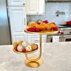 Gemmell Design Gold Cake Stand, Decorative Cake Holder, 2 Tier Gold Cake Stand, Cupcake Holder, Cake Stand Tiered Tray, Dessert Display Plate for Baby Shower, Birthday, Wedding (VM-01)